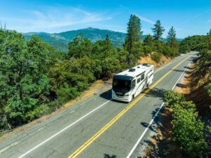 Jayco motorhome driving on the road