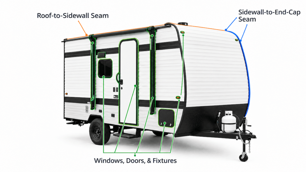 Examples of exterior RV seams