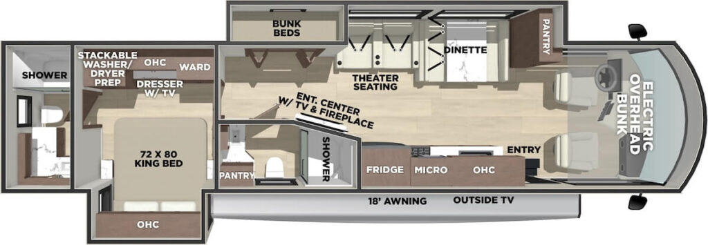 2026 Georgetown 7 Series 36K7 Floor Plan best motorhome with bunk beds