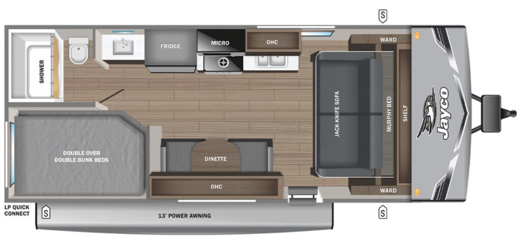 JAYCO_JAY_FLIGHT_SLX_211MBW Floor Plan 24 ft travel trailer floor plans