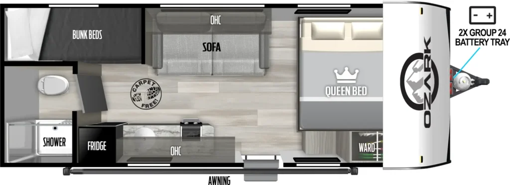 Floorplan image of the Ozark 1620BHLE