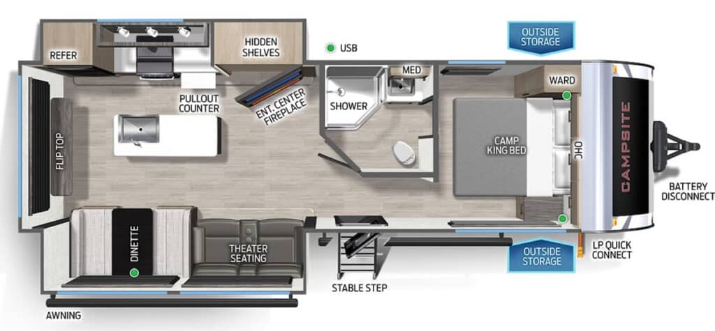 FOREST_RIVER_CAMPSITE_ULTRA_25JT Floor Plan