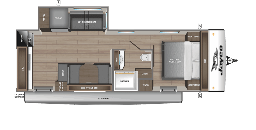 Jayco travel trailer 23Rk rear kitchen floor plan