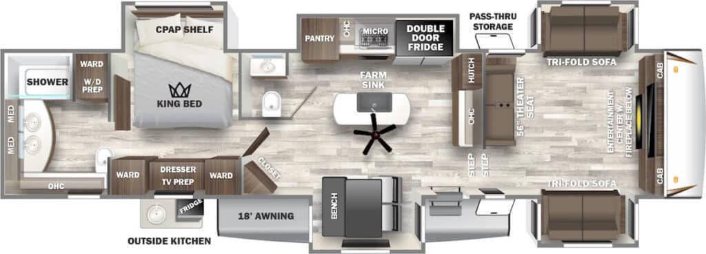 Forest River Sabre 37FLH Floor Plan-front-living-fifth-wheel