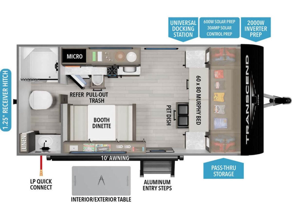 GRAND_DESIGN_TRANSCEND_ONE_151RB-Floor-Plan-Image-by-Camping-World-1024x768 The Best Travel Trailers with Murphy Beds