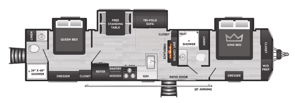 Springdale Villa 380DB two bedroom destination rv Floor Plan 