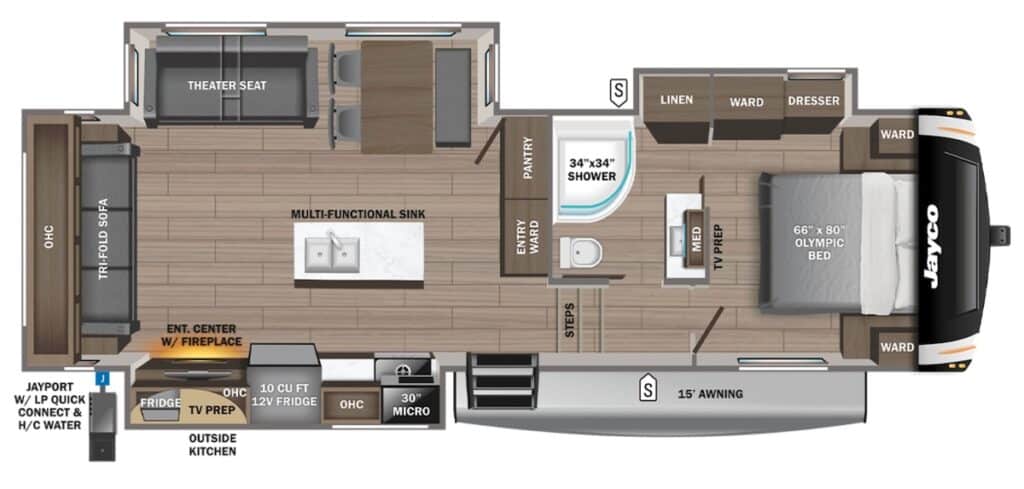 JAYCO_EAGLE_HT_28CRT Floor Plan small 5th wheel camper