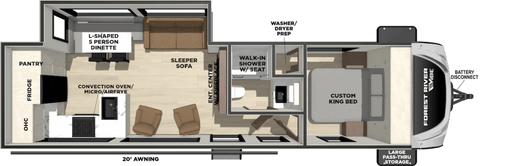 Best Travel Trailers 2026 Vibe 2600RK Floor Plan 