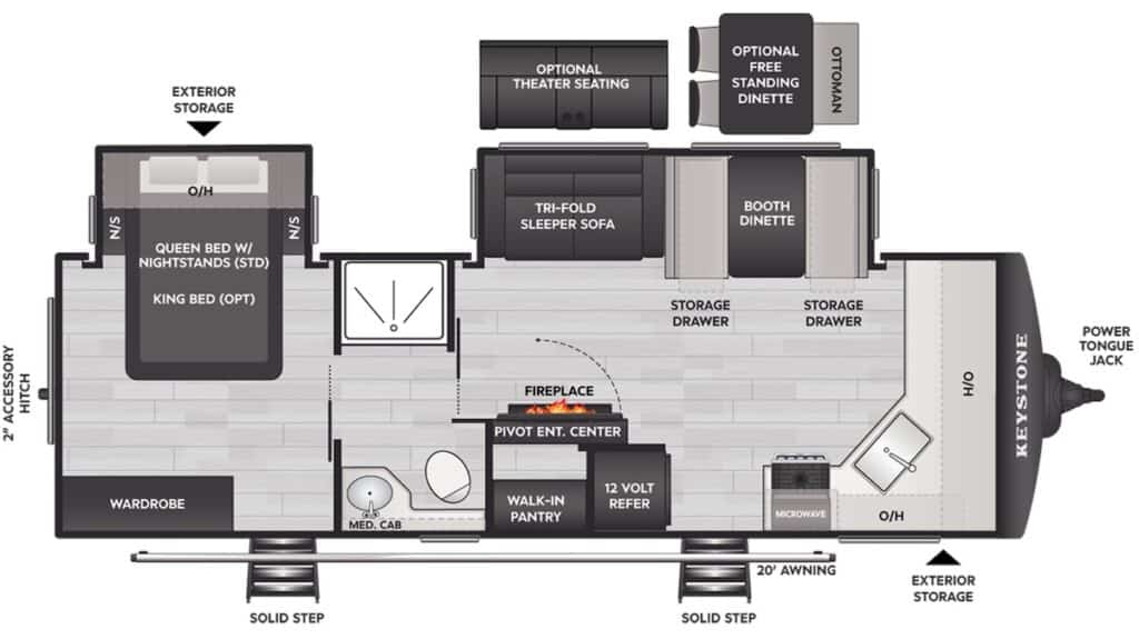 KEYSTONE_COUGAR_25FKD Floor Plan best travel trailers 2026