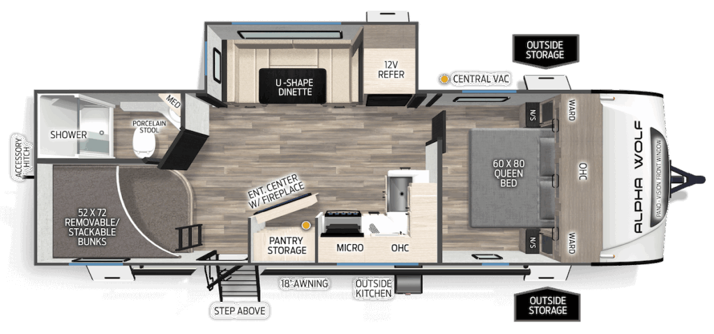 Alpha Wolf travel trailer floor plan image