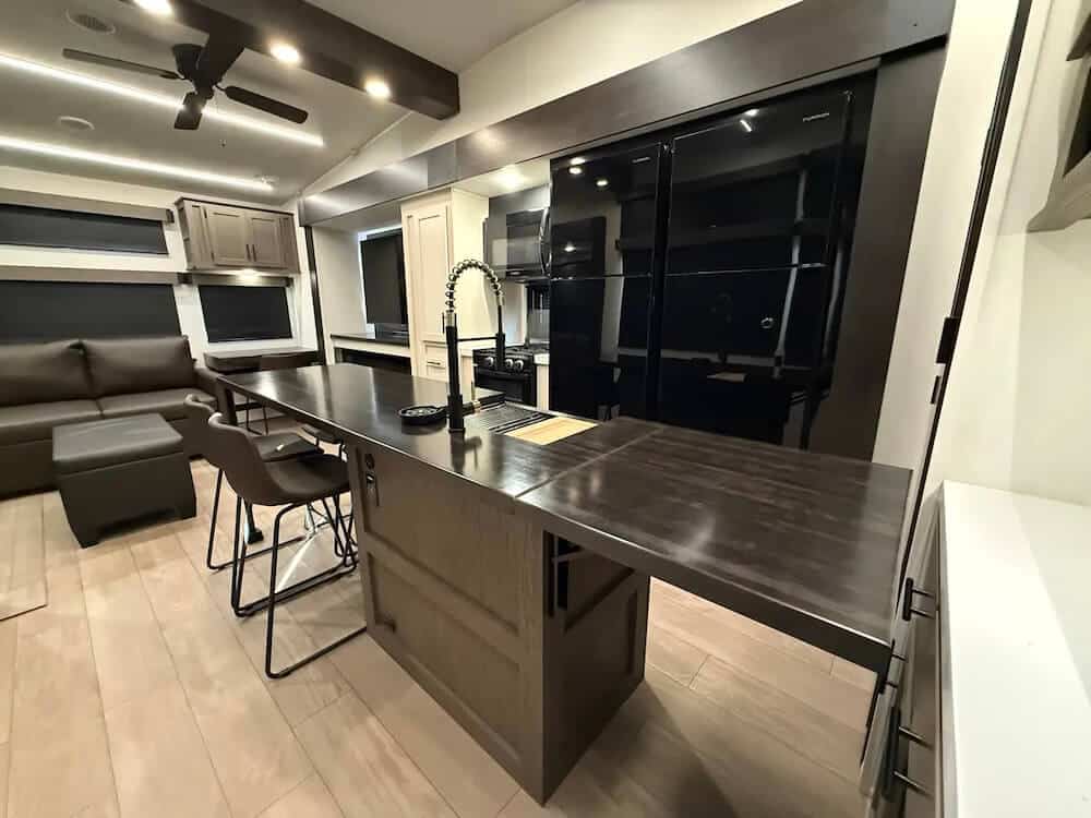 RV interior of a living room table