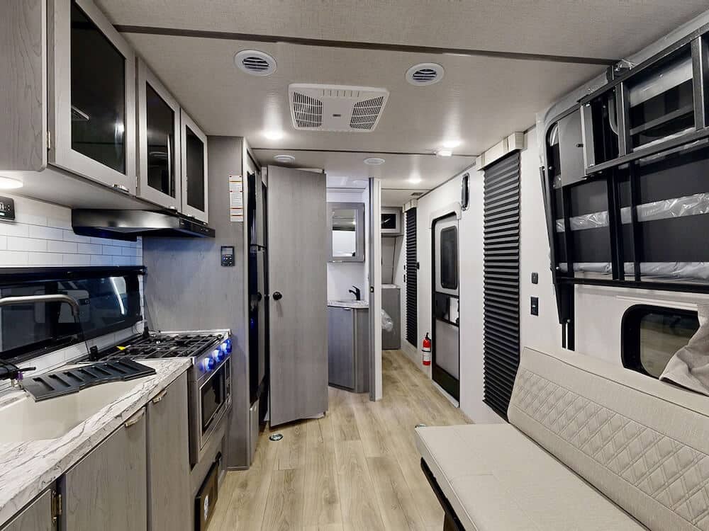 Ozark toy hauler interior kitchen and garage