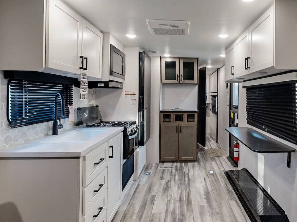 toy hauler travel trailer interior garage
