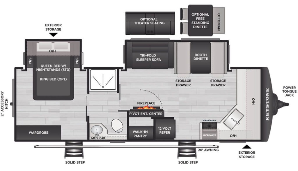 KEYSTONE_COUGAR_25FKD travel trailer with slide out Floor Plan