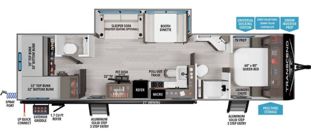 Grand Design transcend 305BHT floor plan overview
