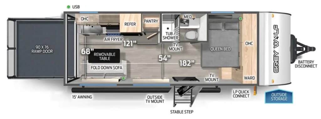 FOREST_RIVER_WOLF_PUP_18RR best small rv Floor Plan 