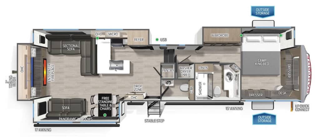 FOREST_RIVER_CAMPSITE_ELITE_36AK Floor Plan best 5th wheel for full time living
