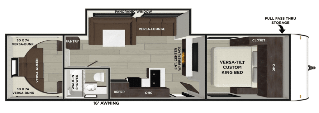 Salem Cruise Lite 28VBXL travel trailer with 2 queen beds Floor Plan