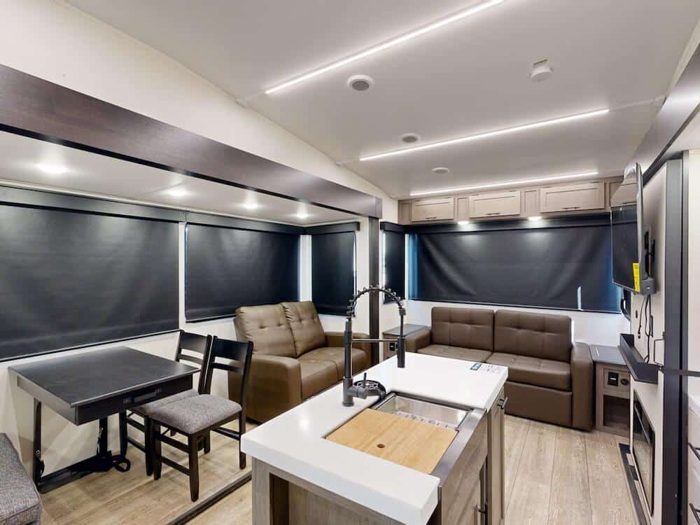 Forest-River-Arctic-Wolf-3250 Kitchen and Living Area