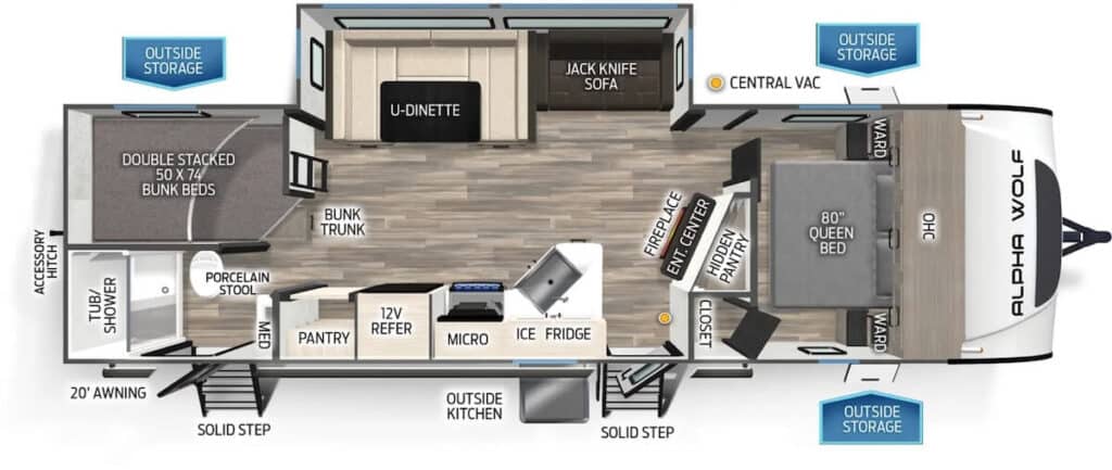 FOREST_RIVER_ALPHA_WOLF_26DBH_L Floor Plan