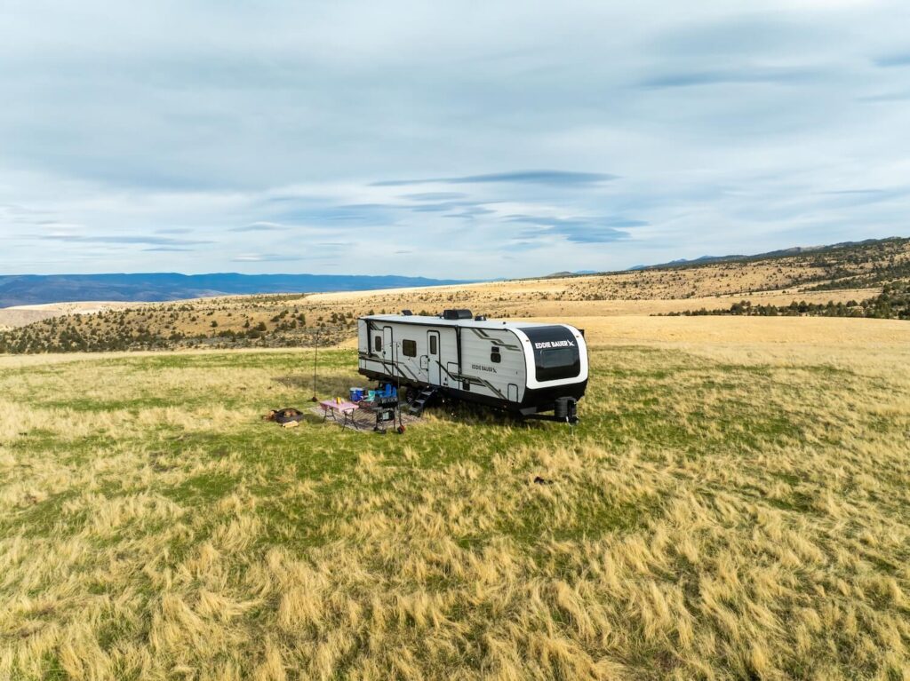 Eddie Bauer travel trailer using cell signal booster in rural area