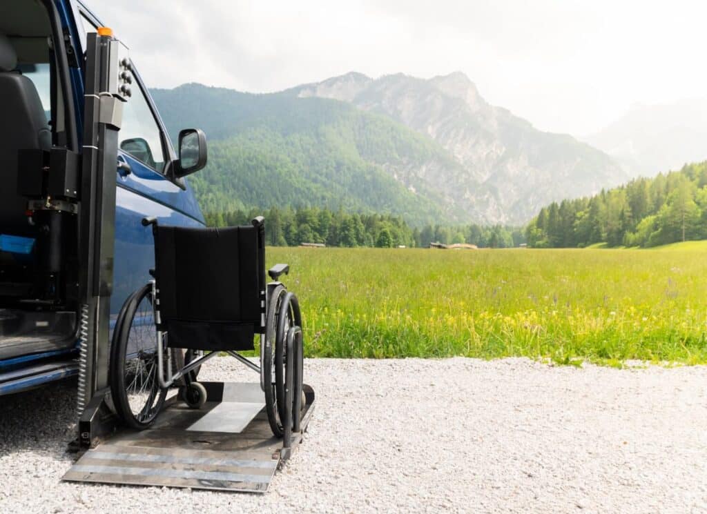 Wheelchair lift on camper van