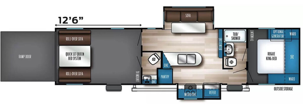 FOREST_RIVER_ROGUE_32SUT Floor Plan-biggest-toy-hauler