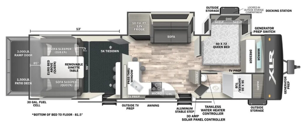 FOREST_RIVER_XLR_BOOST_3113BX Floor Plan-biggest-toy-hauler