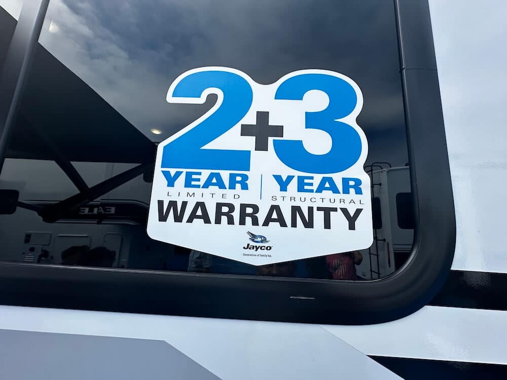 Jayco 2 + 3 year warranty
