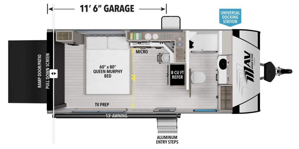 Front living toy hauler floor plan by Grand Design