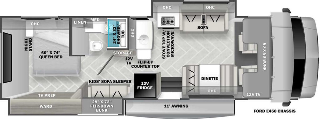 FOREST_RIVER_SUNSEEKER_LE_3250DSF Floor Plan best used affordable class c rv