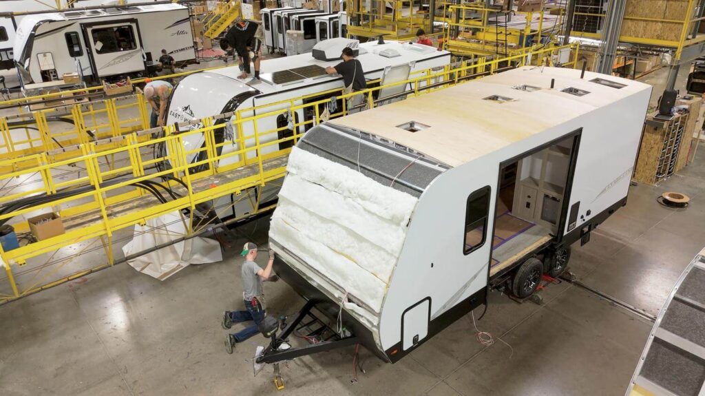 Example of RV with added insulation in the front cap for better 4 season capability