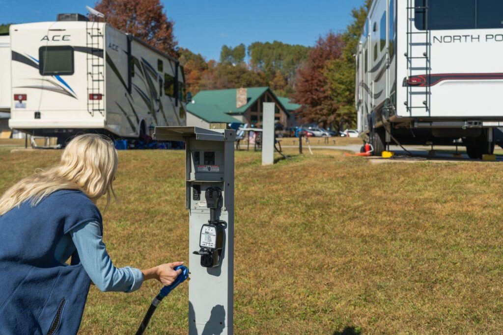 Connecting to shore power to charge RV batteries