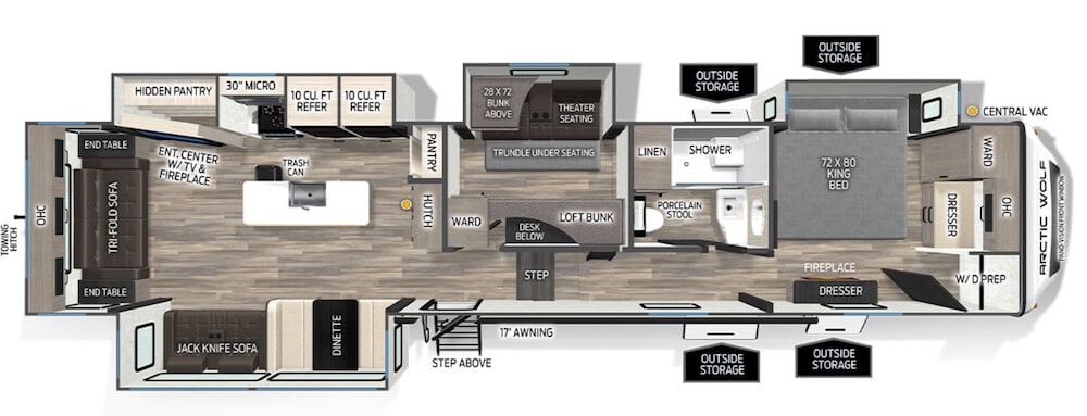 FOREST_RIVER_ARCTIC_WOLF_3650 Floor Plan 4 season 5th wheel