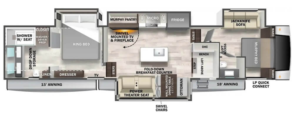 FOREST_RIVER_CEDAR_CREEK_381MUD Floor Plan 4 season 5th wheel