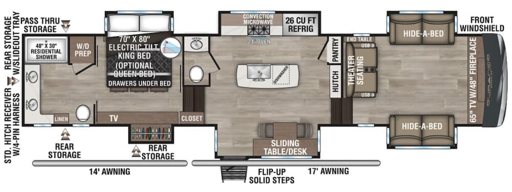 K_Z_DURANGO_GOLD_388FLS Floor Plan 4 season 5th wheel