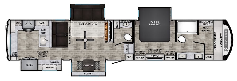 CROSSROADS_REDWOOD_401LK Floor Plan 4 season 5th wheel