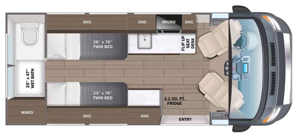 JAYCO_SOLSTICE_21T RV with twin beds Floor Plan 