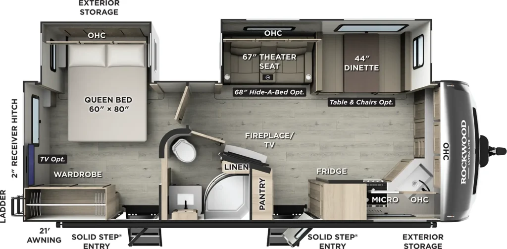 floor plan of a rockwood mini lite travel trailer
