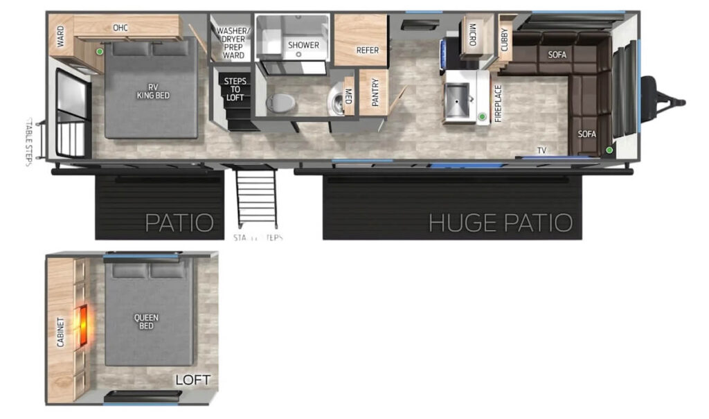 FOREST_RIVER_TIMBERWOLF_27MDK travel trailer RV with side patio Floor Plan 