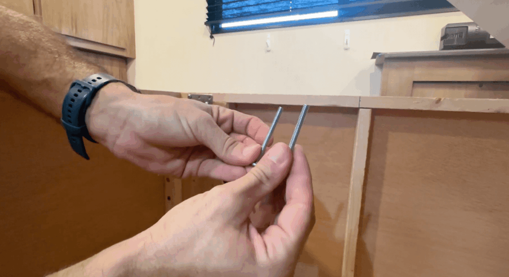 Example of through-bolts that came with JR Products RV bed lift kit