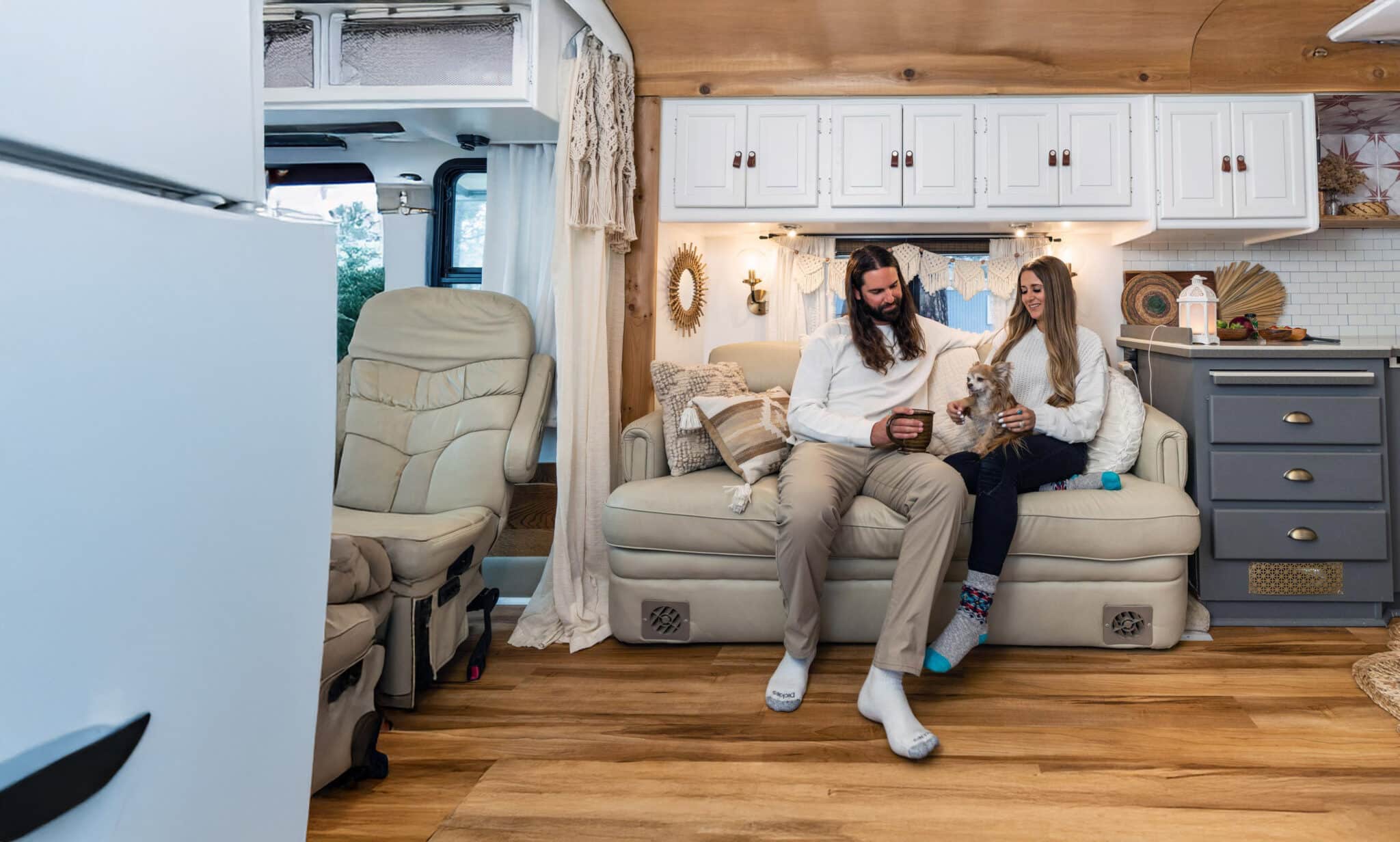 couple in their renovated RV