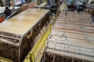 Roofs of Coleman trailers from manufacturing tour