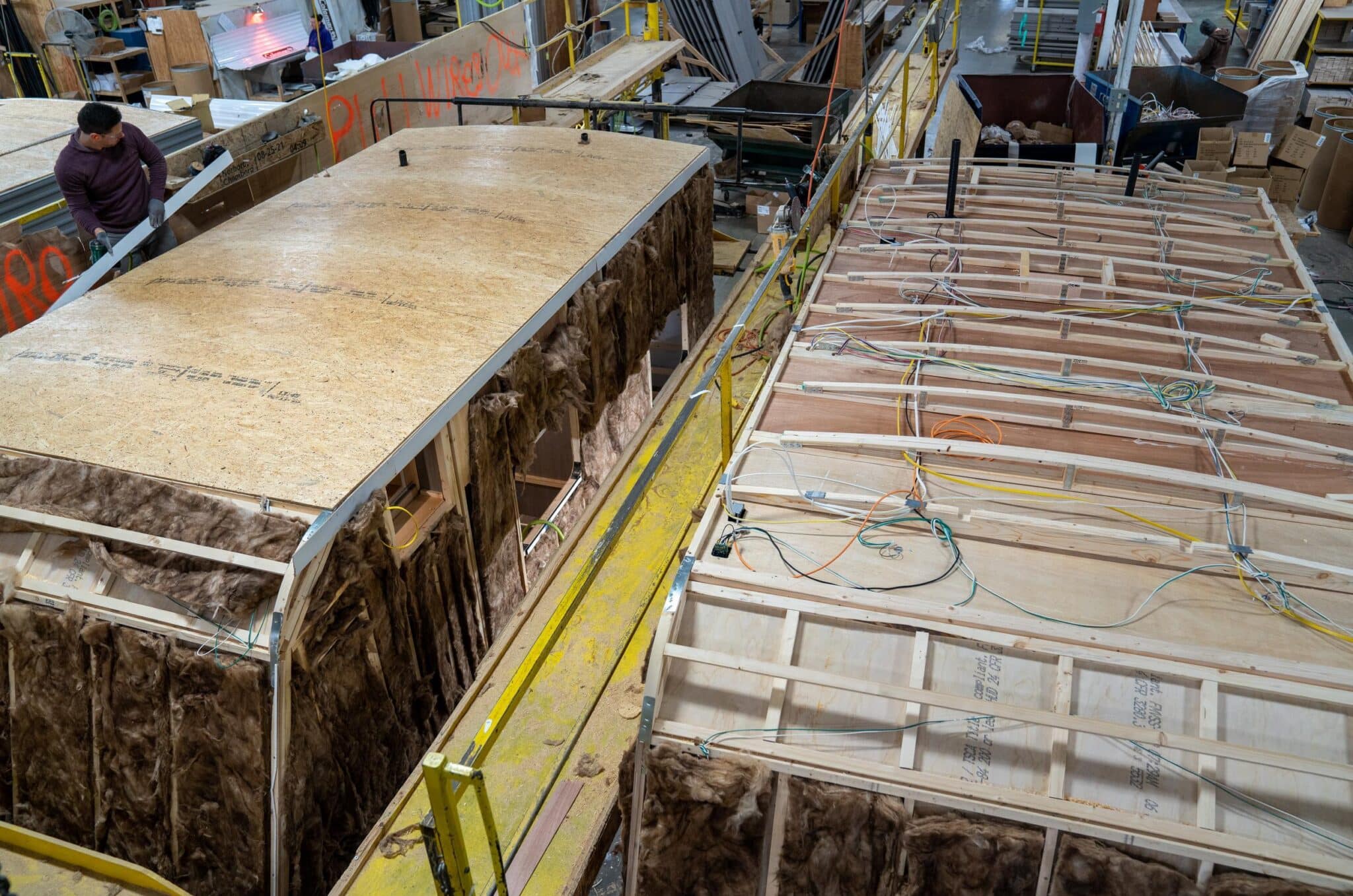 Roofs of Coleman trailers from manufacturing tour