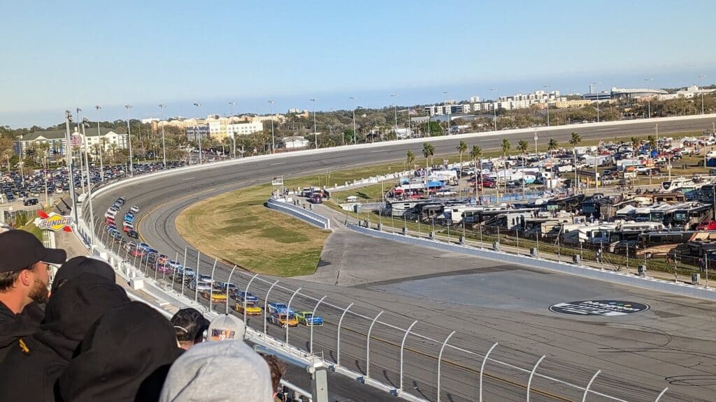 Daytona 2024 pic from the bleachers with RVs in the infield