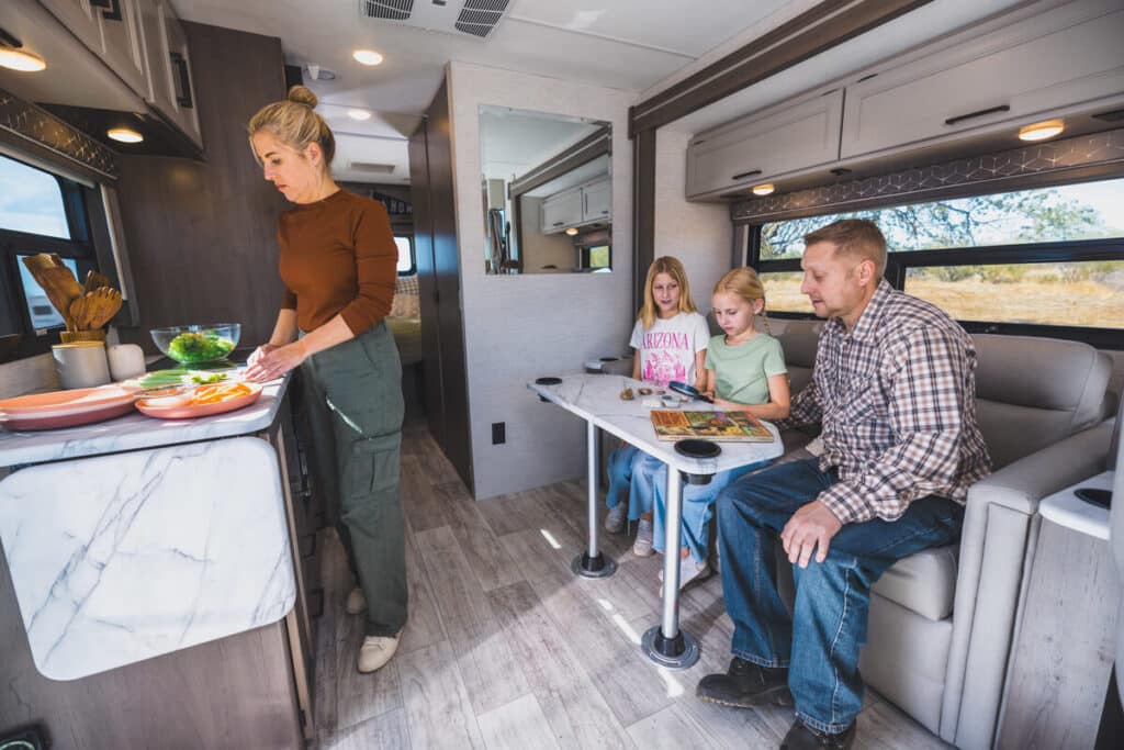 example of small dinette in compact motorhome