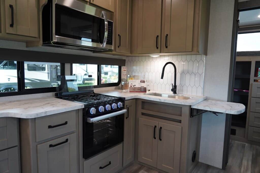 flip up counter extension in rv