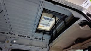 Camper van skylight during manufacturing construction